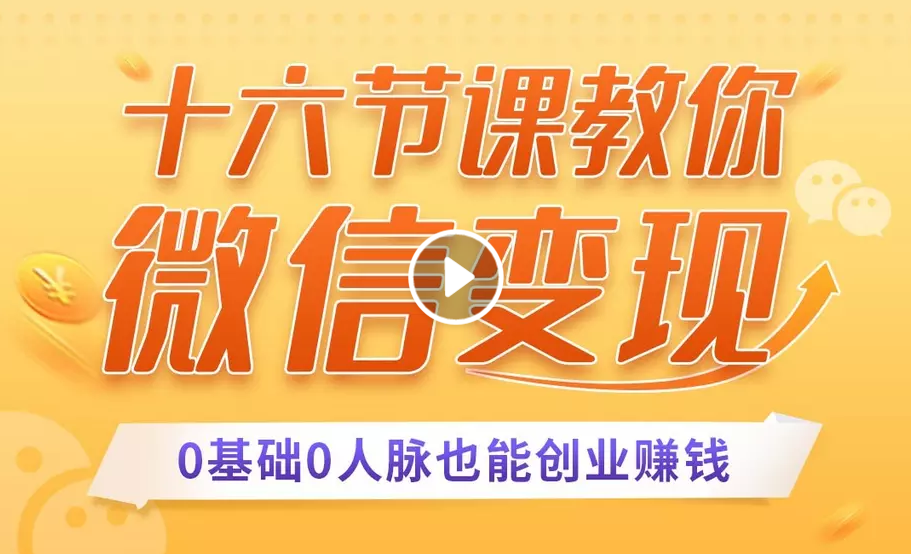 十六节课教你零基础微信变现，用单品打爆市场，每月收入超过10万+-天天项目库