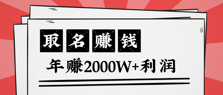 王通：不要小瞧任何一个小领域，取名技能也能快速赚钱，年赚2000W+利润-天天项目库