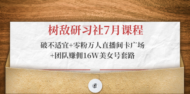 树敌研习社7月课程：破不适宜+零粉万人直播间卡广场+团队赚佣16W美女号套路-天天项目库