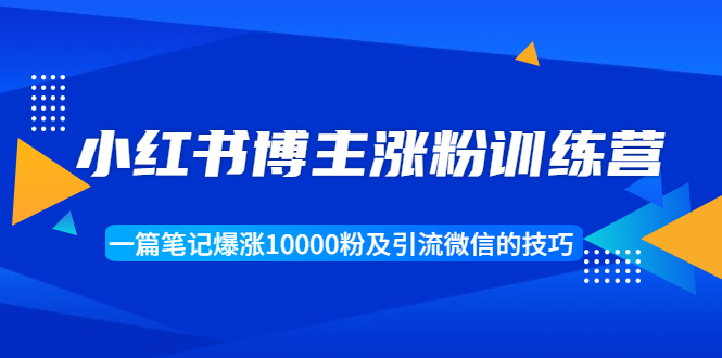 小红书博主涨粉训练营：一篇笔记爆涨10000粉及引流微信的技巧-天天项目库