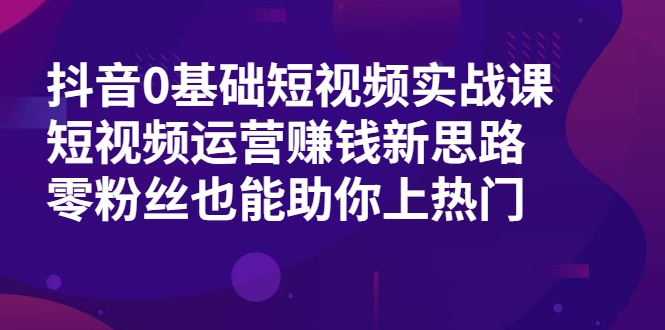 抖音0基础短视频实战课，短视频运营赚钱新思路，零粉丝也能助你上热门-天天项目库