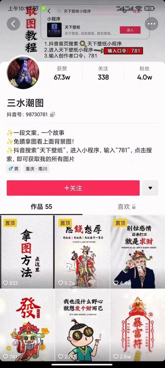 国潮壁纸变现项目，新手可操作日赚200+【素材+软件+教程】-天天项目库