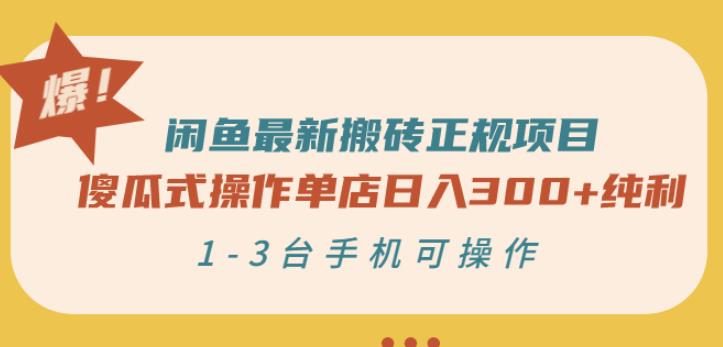 闲鱼最新搬砖正规项目：傻瓜式操作单店日入300+纯利，1-3台手机可操作-天天项目库