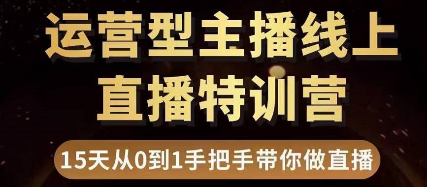 直播电商运营型主播特训营，0基础15天手把手带你做直播带货-天天项目库