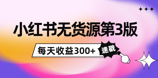 小红书无货源第3版，0投入起店，无脑图文精细化玩法，每天收益300+-天天项目库