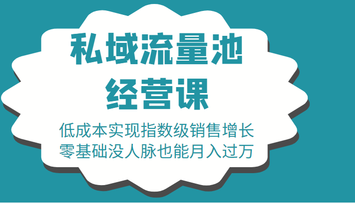 16堂私域流量池经营课：低成本实现指数级销售增长，零基础没人脉也能月入过万-天天项目库