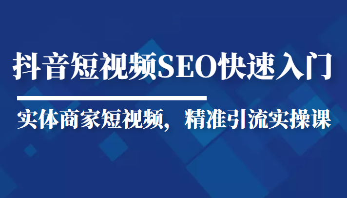 抖音短视频Seo搜索排名优化新手快速入门教程，实体商家短视频，精准引流实操课-天天项目库