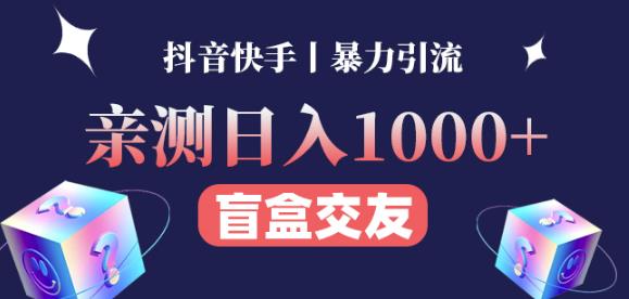 日收益1000+的交友盲盒副业丨有手就行的抖音快手暴力引流-天天项目库