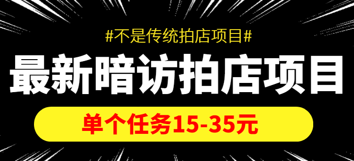 最新暗访拍店信息差项目，单个任务15-35元（不是传统拍店项目）-天天项目库