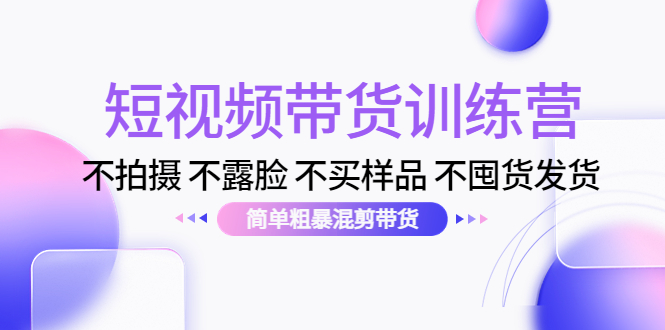 短视频带货训练营：不拍摄 不露脸 不买样品 不囤货发货 简单粗暴混剪带货（第三期）-天天项目库