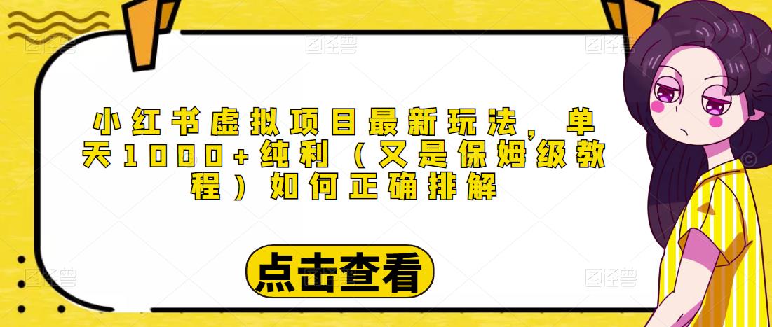 小红书虚拟项目最新玩法，单天1000+纯利（又是保姆级教程文档）-天天项目库