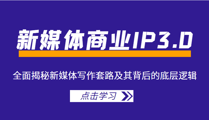 新媒体商业IP3.0，全面揭秘新媒体写作套路及其背后的底层逻辑（价值1299元）-天天项目库