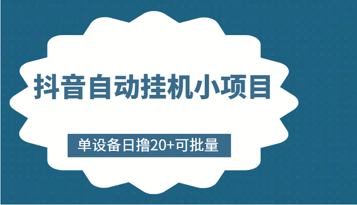 抖音自动挂机小项目，单设备日撸20+，可批量，号越多收益越大-天天项目库