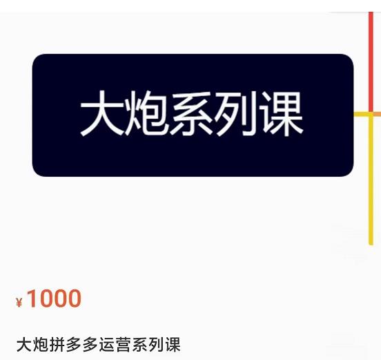 大炮拼多多运营系列课，各类​玩法合集，拼多多运营玩法实操-天天项目库