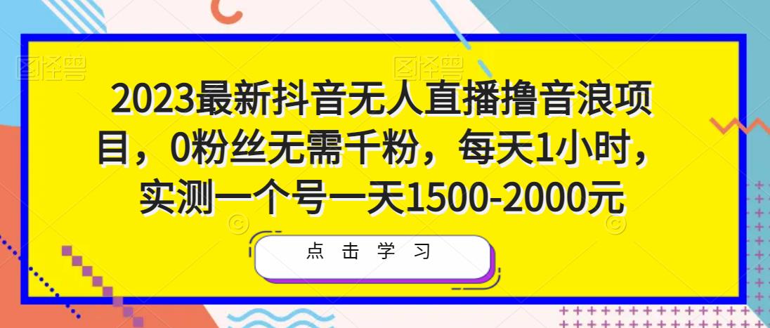 2023最新抖音无人直播撸音浪项目，0粉丝无需千粉，每天1小时，实测一个号一天1500-2000元-天天项目库