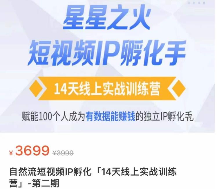 瑶瑶·自然流短视频IP孵化第二期，14天线上实战训练营，赋能100个人成为有数据能赚钱的独立IP孵化手-天天项目库