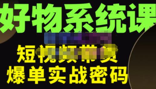 大嘴·好物短视频带货解析，学完你将懂的短视频带货底层逻辑，做出能表现的短视频-天天项目库