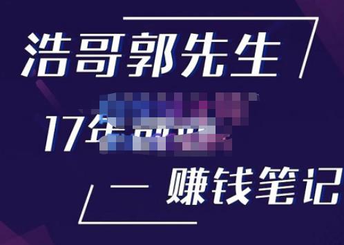 浩哥郭先生17年创业赚米笔记，打开你对很多东西的认知，让你知道原来赚钱或创业不单单是发力就行-天天项目库