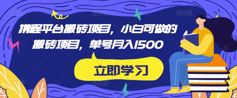 携程平台搬砖项目，小白可做的搬砖项目，单号月入1500-天天项目库