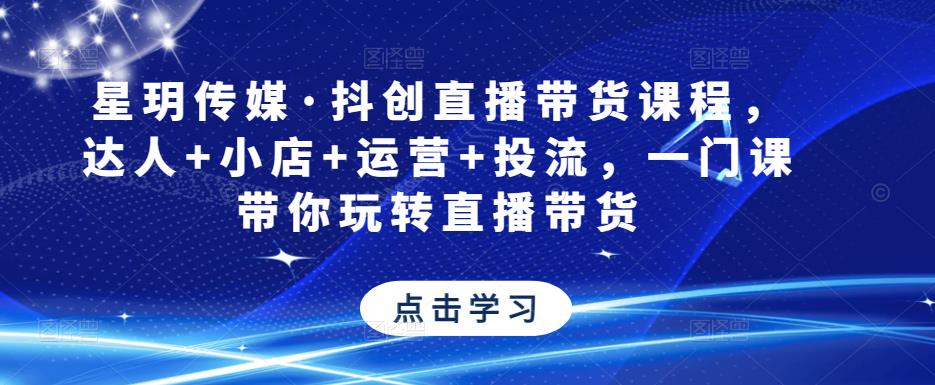 星玥传媒·抖创直播带货课程，达人+小店+运营+投流，一门课带你玩转直播带货-天天项目库