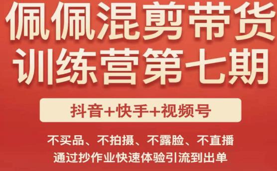 佩佩·短视频混剪带货训练营第七期，不买品、不拍摄、不露脸、不直播，通过抄作业快速体验引流到出单-天天项目库