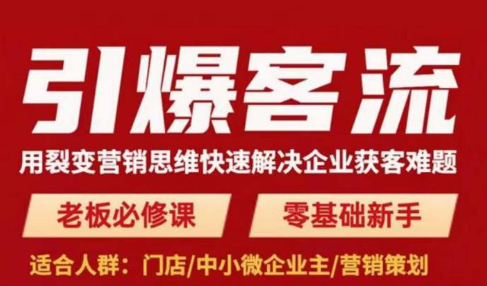 引爆客流，用裂变营销思维快速解决企业获客难题，老板必修课，零基础新手-天天项目库