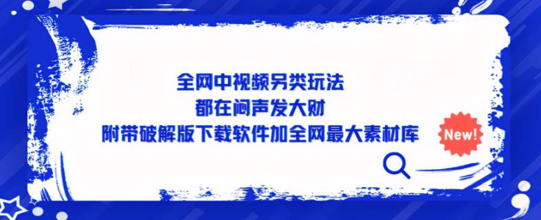 全网中视频另类玩法，都在闷声发大财，附带破解版下载软件加全网最大素材库-天天项目库