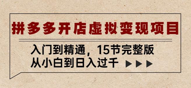 拼多多开店虚拟变现项目：入门到精通，从小白到日入过千（15节完整版）-天天项目库