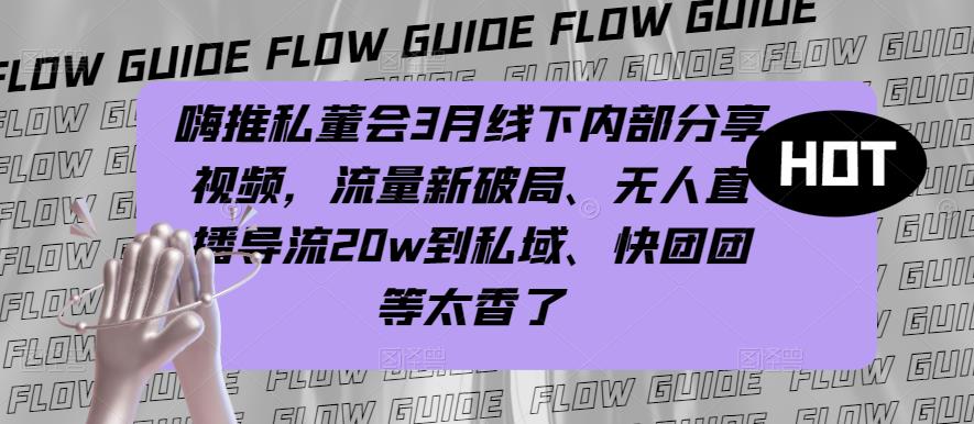 嗨推私董会3月线下内部分享视频，流量新破局、无人直播导流20w到私域、快团团等太香了-天天项目库