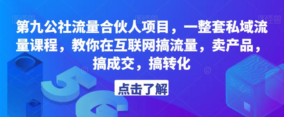 第九公社流量合伙人项目，一整套私域流量课程，教你在互联网搞流量，卖产品，搞成交，搞转化-天天项目库