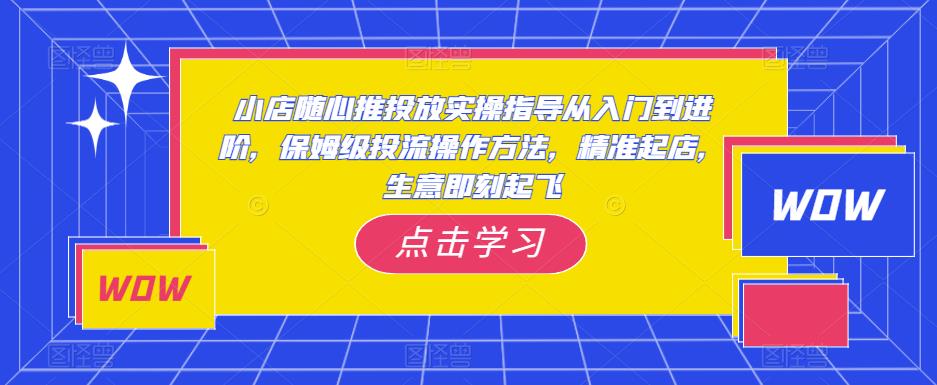 小店随心推投放实操指导从入门到进阶，保姆级投流操作方法，精准起店，生意即刻起飞-天天项目库