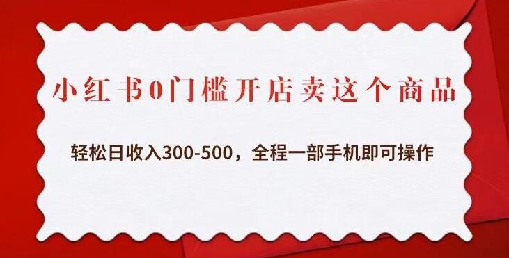 小红书0门槛开店卖这个商品，轻松日收入300-500，全程一部手机即可操作-天天项目库