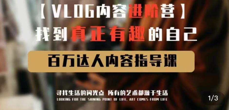 vlog内容进阶营，找到真正有趣的自己，百万达人内容指导课-天天项目库