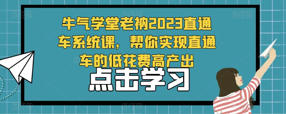 牛气学堂老衲2023直通车系统课，帮你实现直通车的低花费高产出-天天项目库