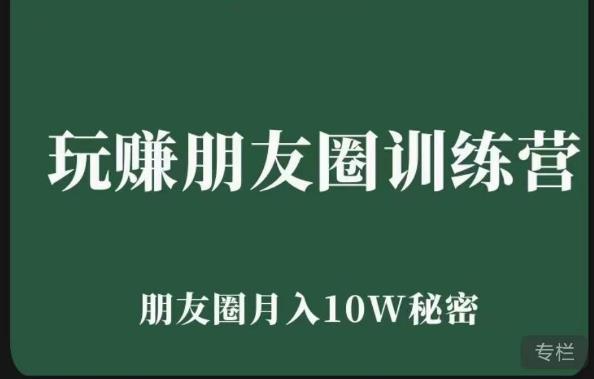 玩赚朋友圈系统课，朋友圈月入10W的秘密，​7天系统图文课程-天天项目库