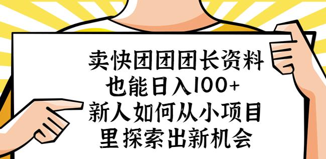 卖快团团团长资料也能日入100+新人如何从小项目里探索出新机会-天天项目库