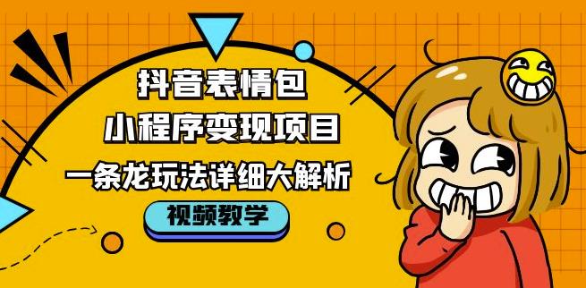 抖音表情包小程序变现项目，一条龙玩法详细大解析，视频版学习！-天天项目库