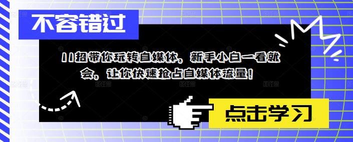 11招带你玩转自媒体，新手小白一看就会，让你快速抢占自媒体流量！-天天项目库