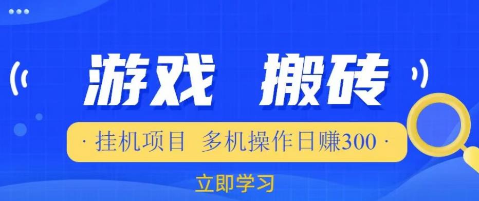 游戏挂机挂机项目，多机操作，日赚300【揭秘】-天天项目库