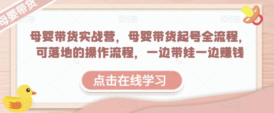 母婴带货实战营，母婴带货起号全流程，可落地的操作流程，一边带娃一边赚钱（附素材）-天天项目库