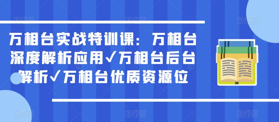 万相台实战特训课：万相台深度解析应用✔万相台后台解析✔万相台优质资源位-天天项目库