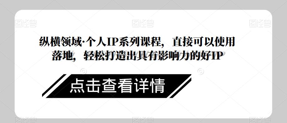 纵横领域·个人IP系列课程，直接可以使用落地，轻松打造出具有影响力的好IP-天天项目库