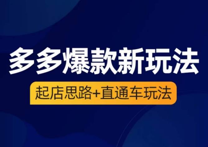 海神·多多爆款新玩法，​起店思路+直通车玩法（3节精华课）-天天项目库