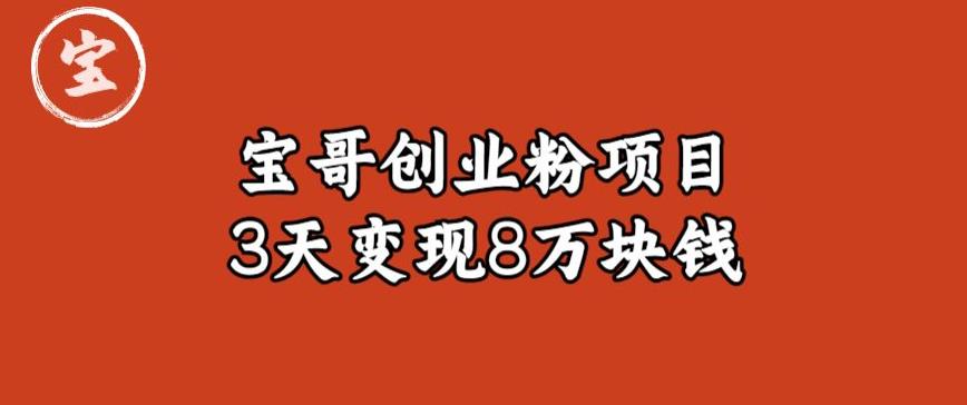 宝哥IP图文创业粉引流项目实战分享：单个账号3天涨粉1万，变现8万块钱（图文教程）【揭秘】-天天项目库