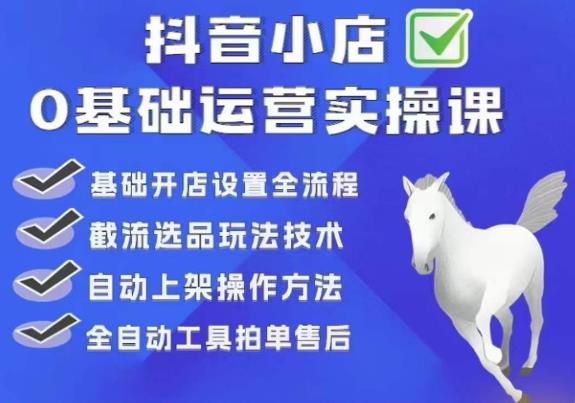 白马电商·0基础抖店运营实操课，基础开店设置全流程，截流选品玩法技术-天天项目库