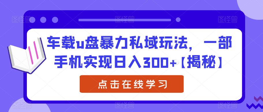 车载u盘暴力私域玩法，一部手机实现日入300+【揭秘】-天天项目库