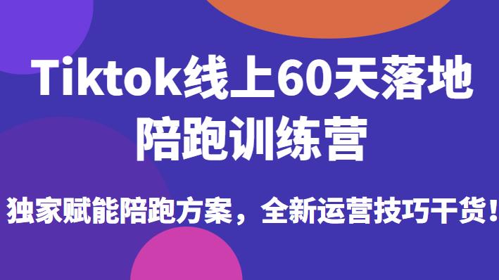 Tiktok线上60天落地陪跑训练营，独家赋能陪跑方案，全新运营技巧干货-天天项目库