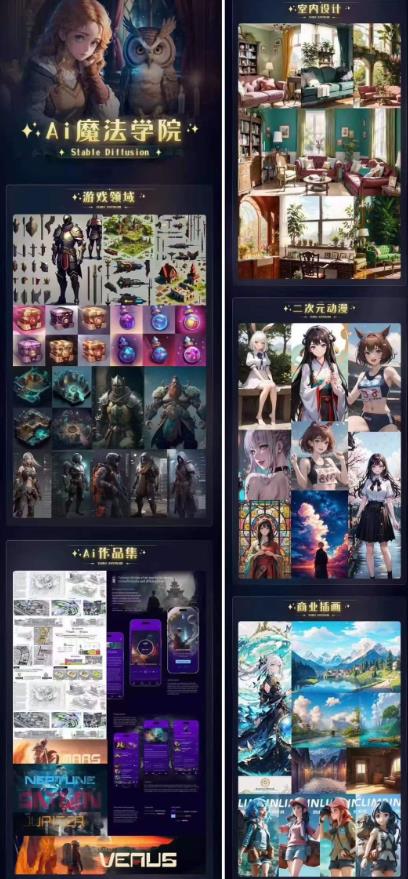Ai魔法绘画 Stable Diffusion专业课高效辅助Ui/运营作品集0到精通系统课-天天项目库