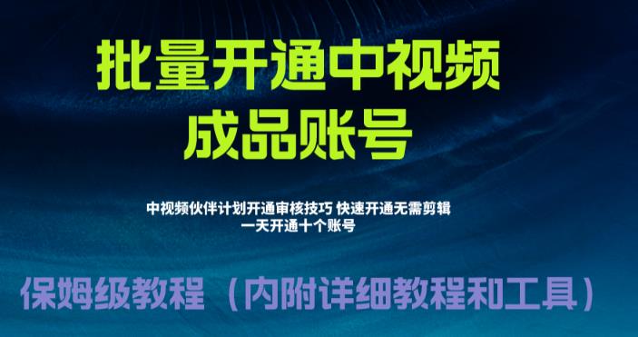 外面收费1980的暴力开通中视频计划教程，内附详细的快速通过中视频伙伴计划的办法-天天项目库