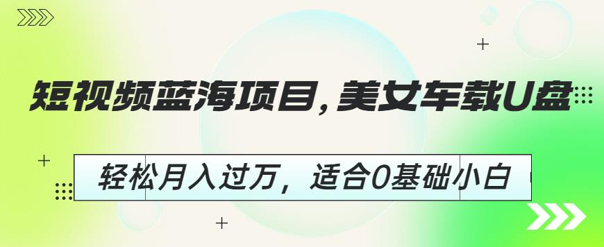 短视频蓝海项目，美女车载U盘，轻松月入过万，适合0基础小白【揭秘】-天天项目库